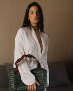 Léafa - Handwoven Artisan Shoulder Bag Burgundy & Green