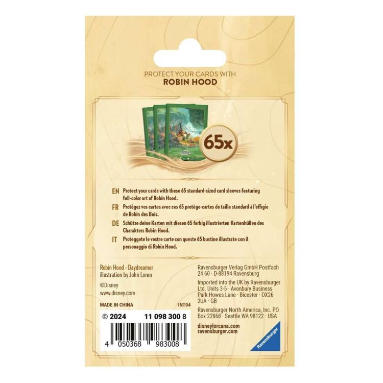 Disney Lorcana Terre D'Inchiostro "Robin Hood" 65 Custodie Card Sleeves Set 3