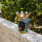 Testa h 40 limoni blu e arancio maschio moro