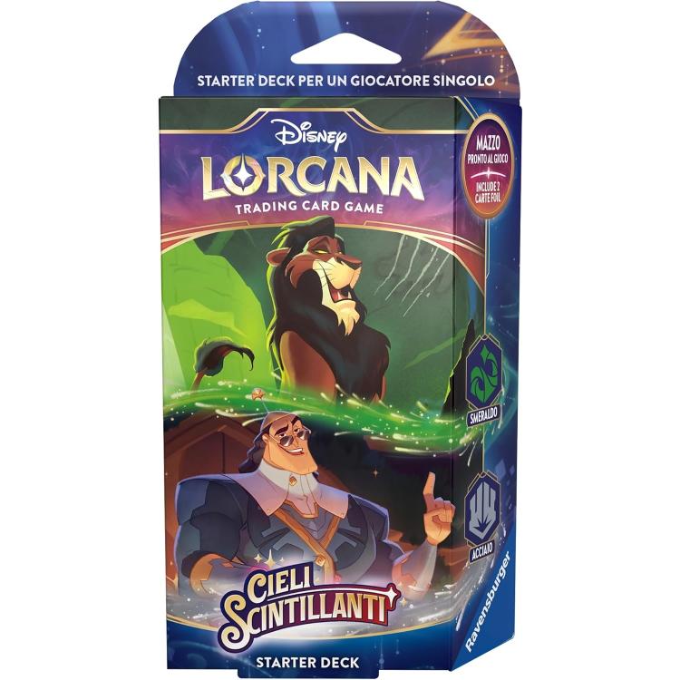 Disney Lorcana "Shimmering Skies" Starter Deck Emerald/Steel TCG Deck Italian