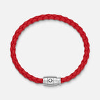 Montblanc red braided leather bracelet 3-ring closure size S 130901 60
