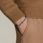 Montblanc Meisterstück Smoky Blue Leather and Steel 3-Ring Bracelet Size M 13429363