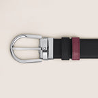 Montblanc reversible belt 35 mm black grained/cassis leather with horseshoe buckle 199665