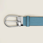 Montblanc 35 mm smoky blue leather belt with horseshoe buckle 199645