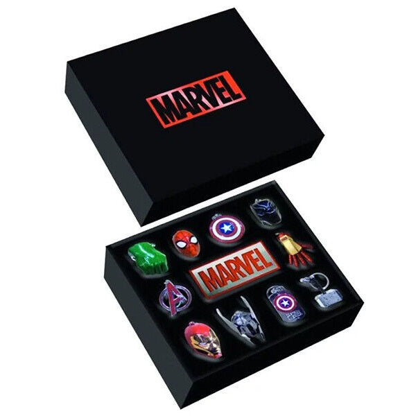 Marvel Gift Box 11 Metal Keychains Avengers Spiderman Hulk America.