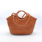 Celia-Handmade Woven Top Grain Leather Bag Caramel Color