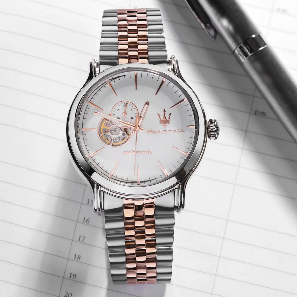 Maserati Epoca Automatic Silver & Rose Gold 42mm – open heart