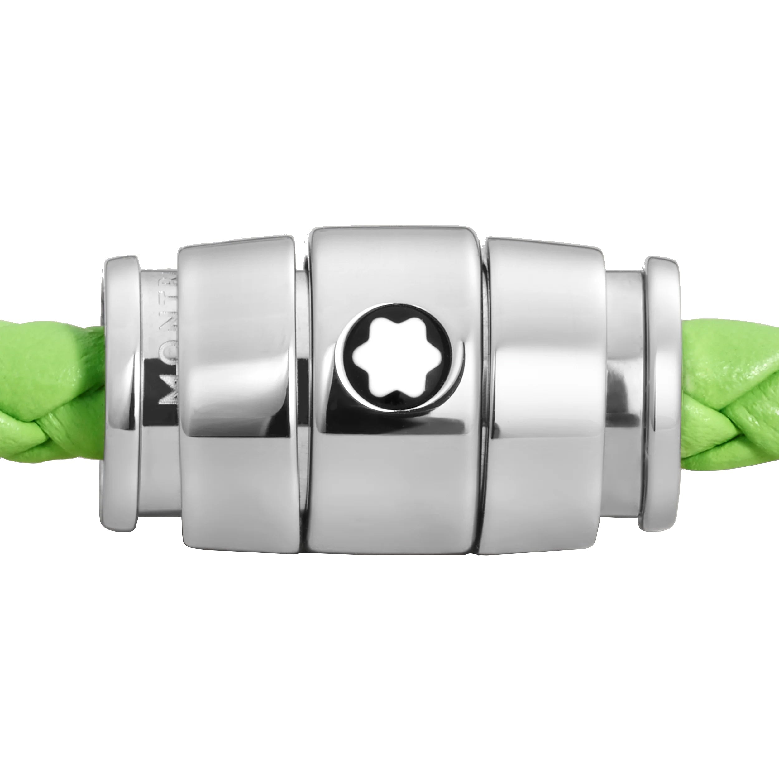 Montblanc Meisterstück Lime 3-Ring Steel and Leather Bracelet Size M 13429263