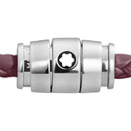 Montblanc Meisterstück Cassis 3-ring steel and leather bracelet size L 13431368