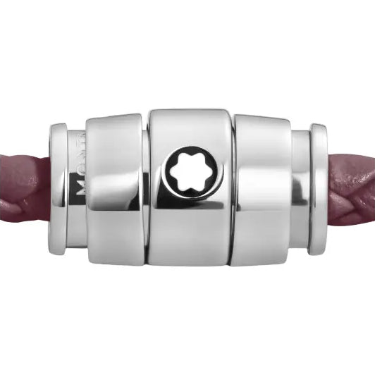 Montblanc Meisterstück Cassis 3-ring steel and leather bracelet size L 13431368