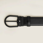 Montblanc 35mm black leather belt with horseshoe buckle 199650