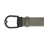 Montblanc 35 mm medium grey leather belt with horseshoe buckle 199633
