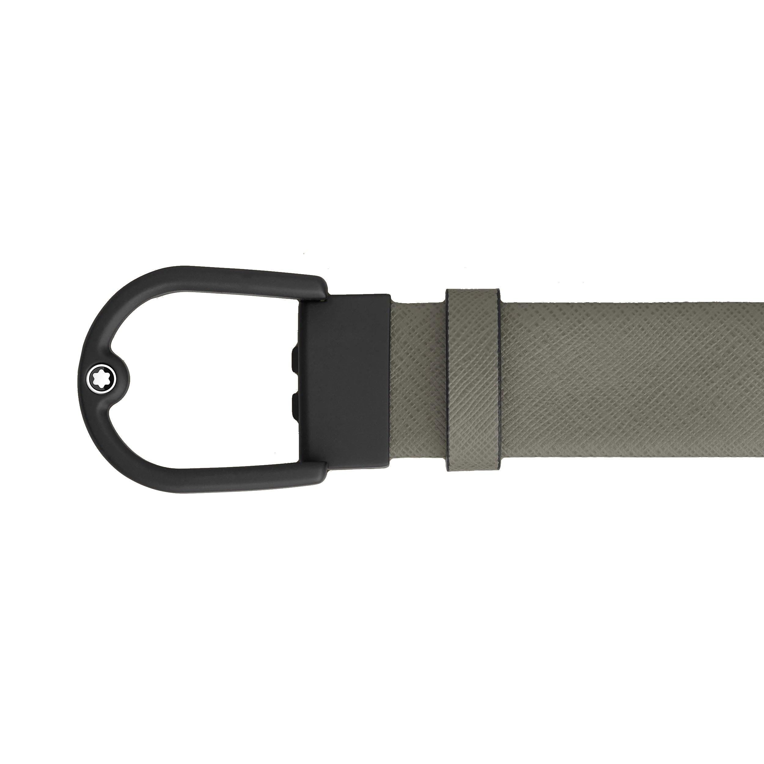 Montblanc 35 mm medium grey leather belt with horseshoe buckle 199633