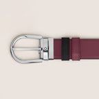 Montblanc reversible belt 35 mm black grained/cassis leather with horseshoe buckle 199665