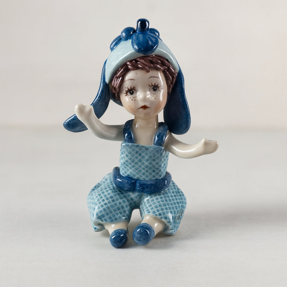 Zampiva Child with Bear Mask Artistic Ceramic H 10 cm
