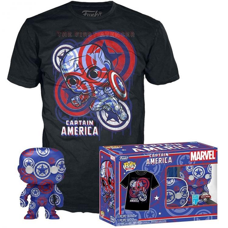 Funko Pop ! Tees Marvel Captain America 36 Art Series Special Edition T-Shirt L