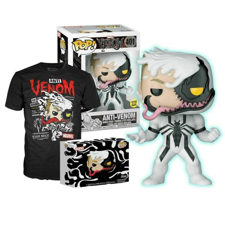 Funko Pop ! Tees Marvel Anti Venom (401) Eddie Brock Gitd 9Cm Figure + T-Shirt M