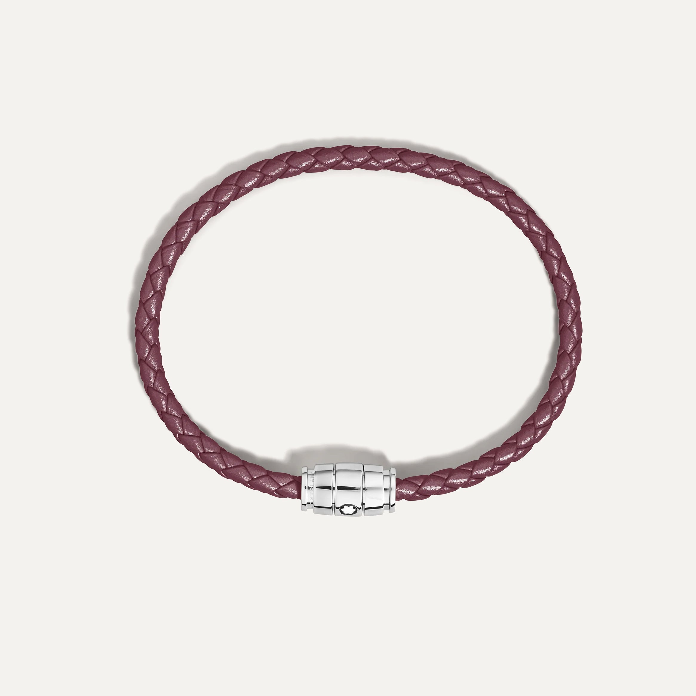 Montblanc 3-ring steel and leather Meisterstück Cassis bracelet size M 13431363
