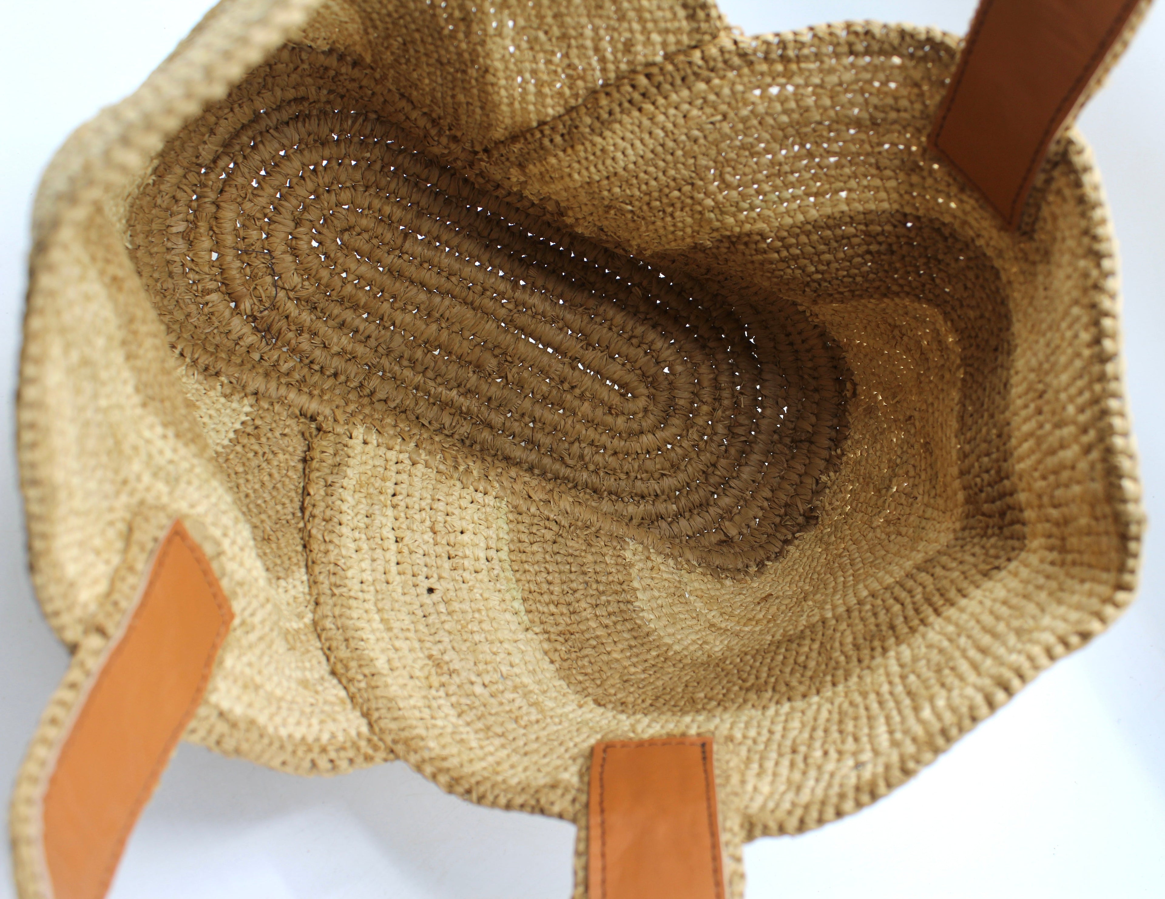 Yasmin - Handmade Natural Raffia Tulip Tote Bag Natural Color