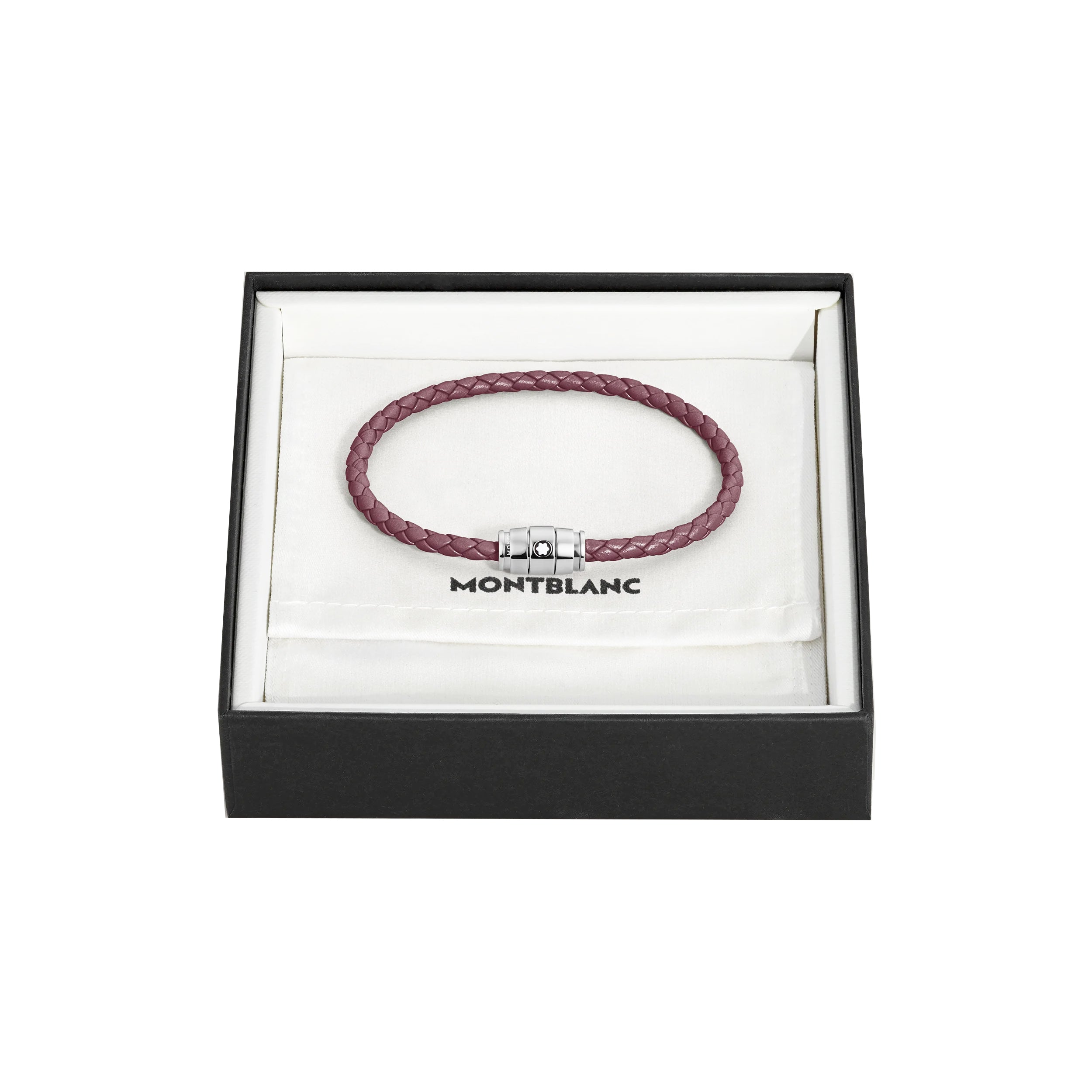 Montblanc Meisterstück Cassis 3-ring steel and leather bracelet size L 13431368