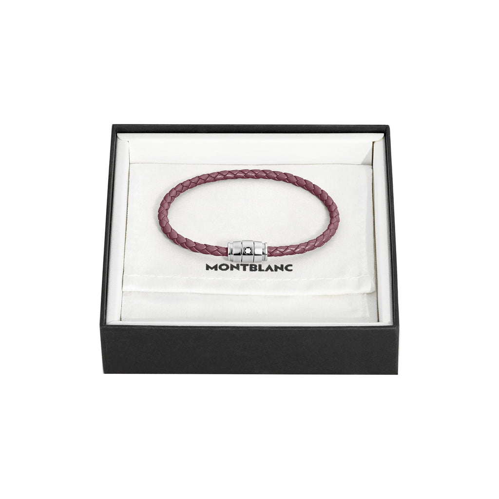 Montblanc Meisterstück Cassis 3-ring steel and leather bracelet size S 13431360