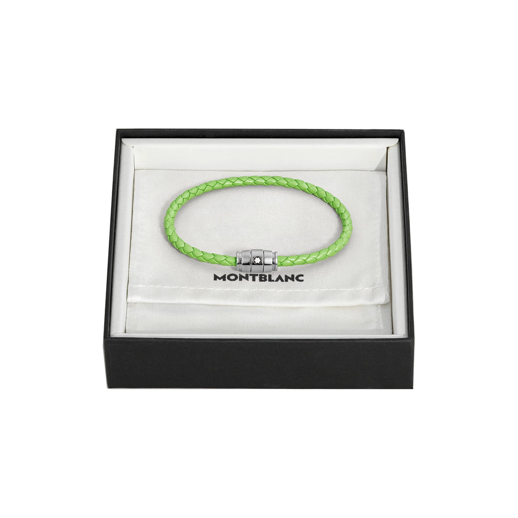 Montblanc Meisterstück Lime 3-ring steel and leather bracelet size S 13429260