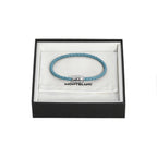 Montblanc Meisterstück Smokey Blue Leather and Steel 3-Ring Bracelet Size L 13429368
