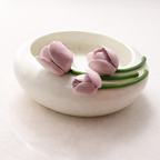 Dea Capodimonte Centrotavola con Tulipani in Ceramica Ø 32 cm