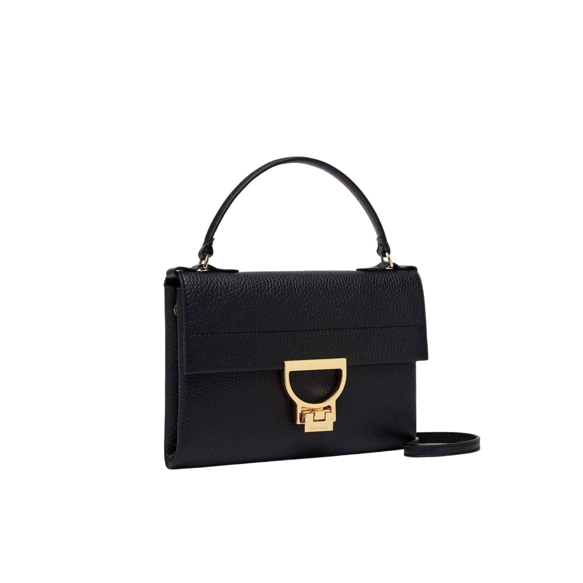 COCCINELLE Women's Black Clutch Handbag with Shoulder Strap, Genuine Leather, Arlettis Mini