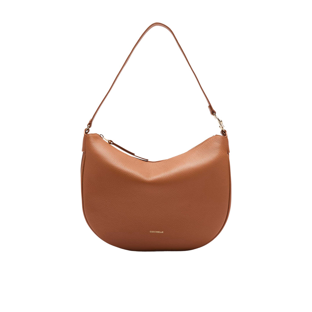 COCCINELLE Women's Brown Leather Hobo Shoulder Bag, C-Easy Medium