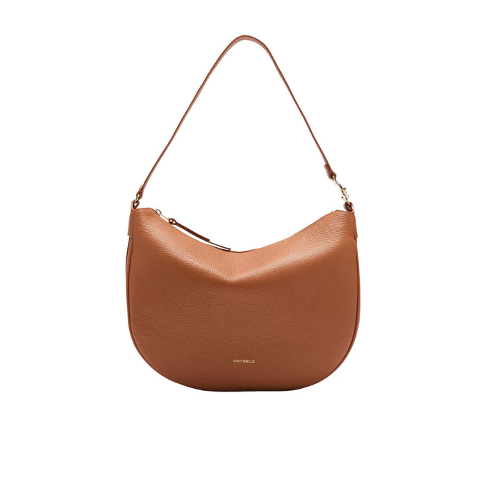 COCCINELLE Women's Brown Leather Hobo Shoulder Bag, C-Easy Medium