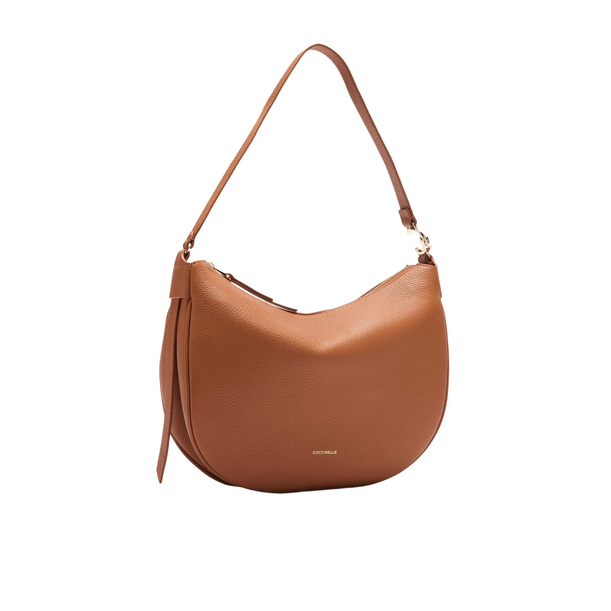 COCCINELLE Women's Brown Leather Hobo Shoulder Bag, C-Easy Medium