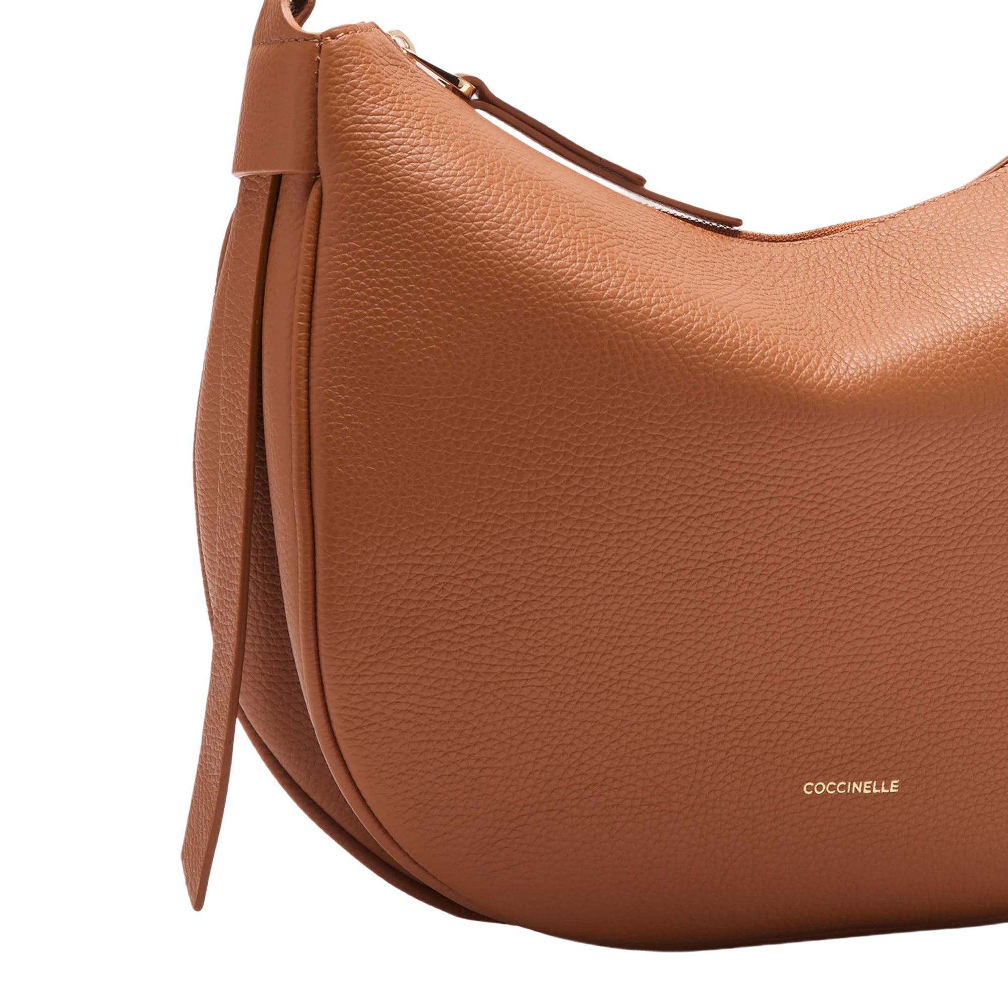 COCCINELLE Women's Brown Leather Hobo Shoulder Bag, C-Easy Medium