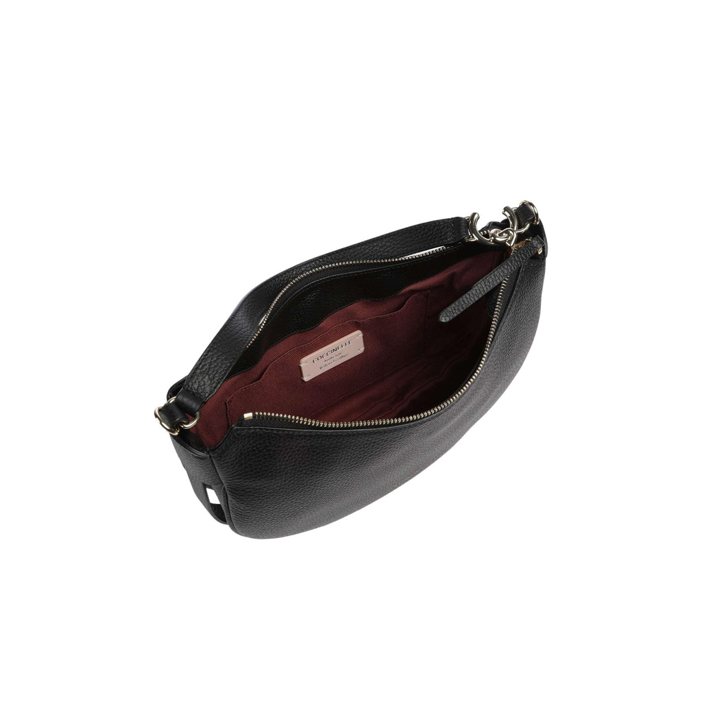 COCCINELLE Borsa Donna a Spalla Nera con Tracolla, In Vera Pelle, C-Easy