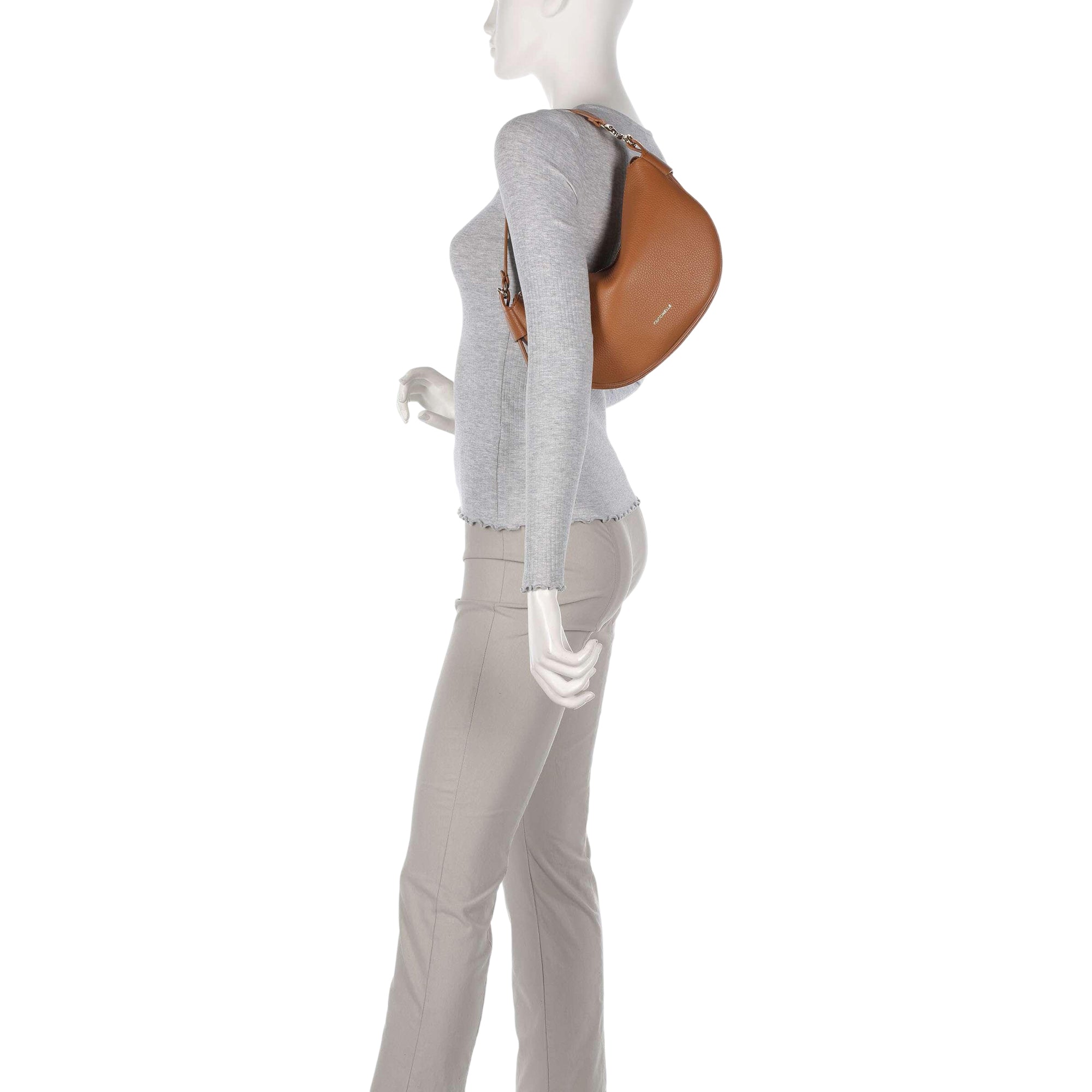 COCCINELLE Women's Brown Shoulder Bag with Shoulder Strap, Made of Genuine Leather, C-Easy