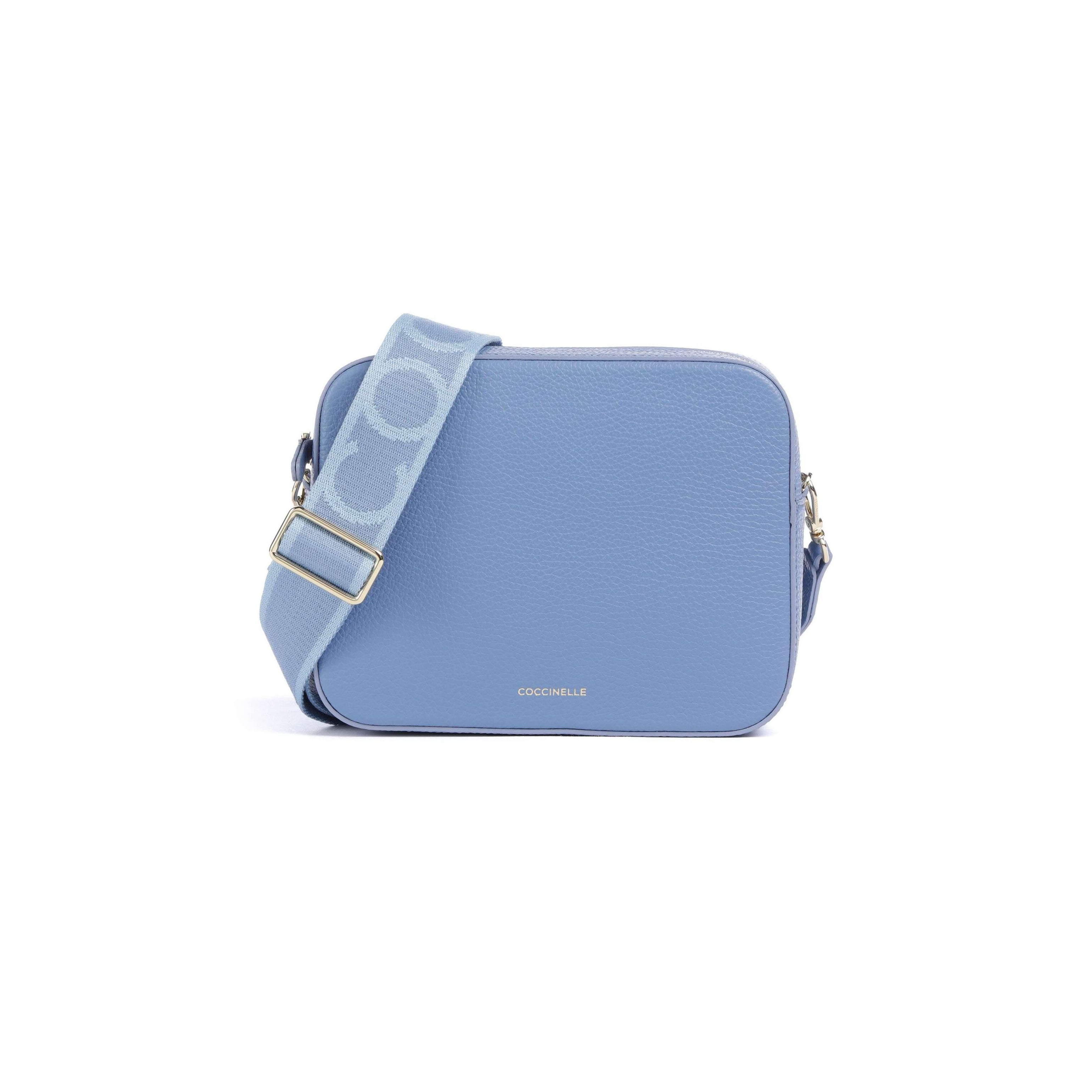 COCCINELLE Women's Blue Shoulder Bag, Genuine Leather, Tebe Large