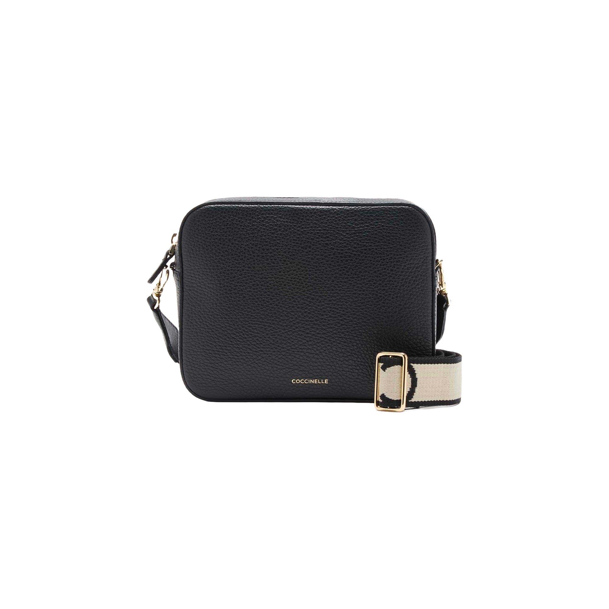 COCCINELLE Women's Black Shoulder Bag, Made of Genuine Leather, Tebe Large