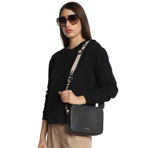 COCCINELLE Women's Black Shoulder Bag, Made of Genuine Leather, Tebe Large