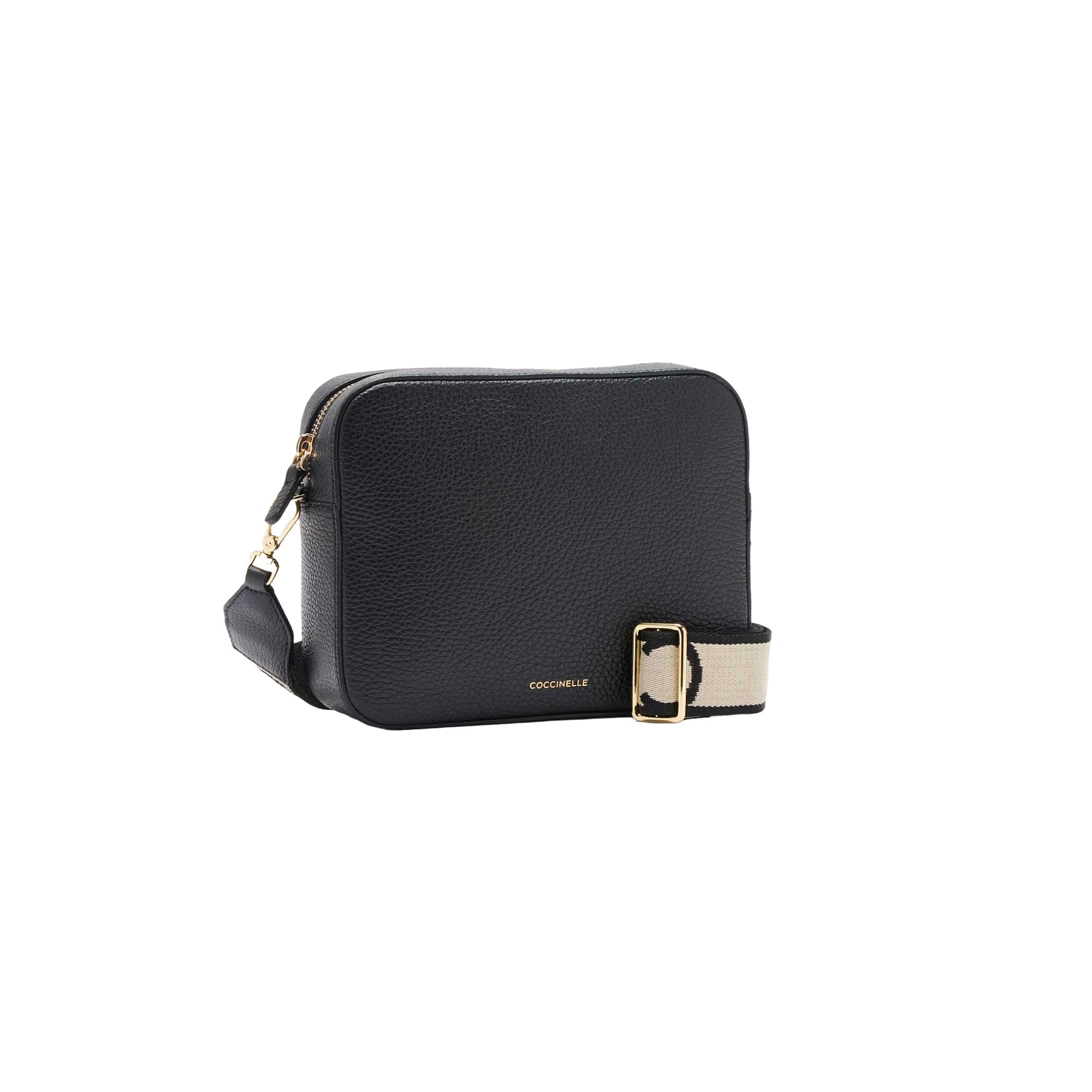 COCCINELLE Women's Black Shoulder Bag, Made of Genuine Leather, Tebe Large
