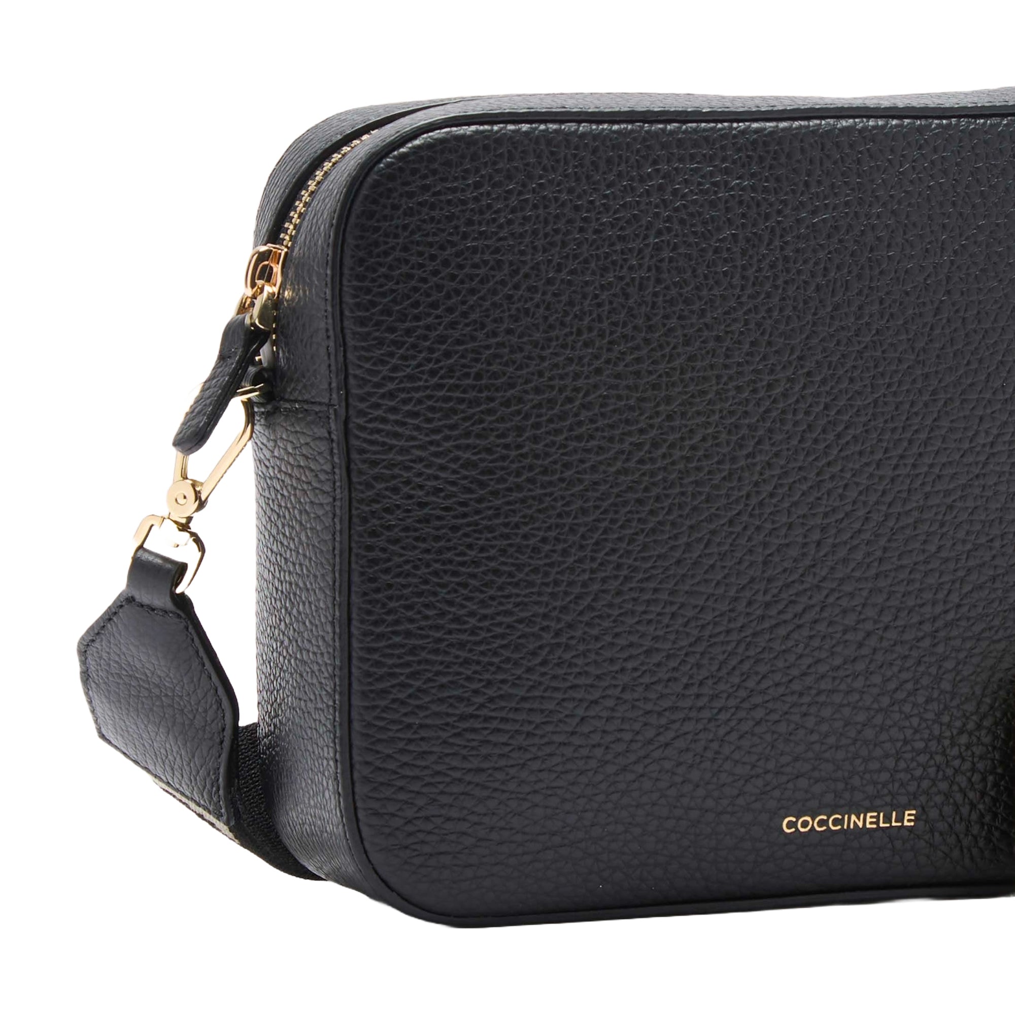 COCCINELLE Women's Black Shoulder Bag, Made of Genuine Leather, Tebe Large