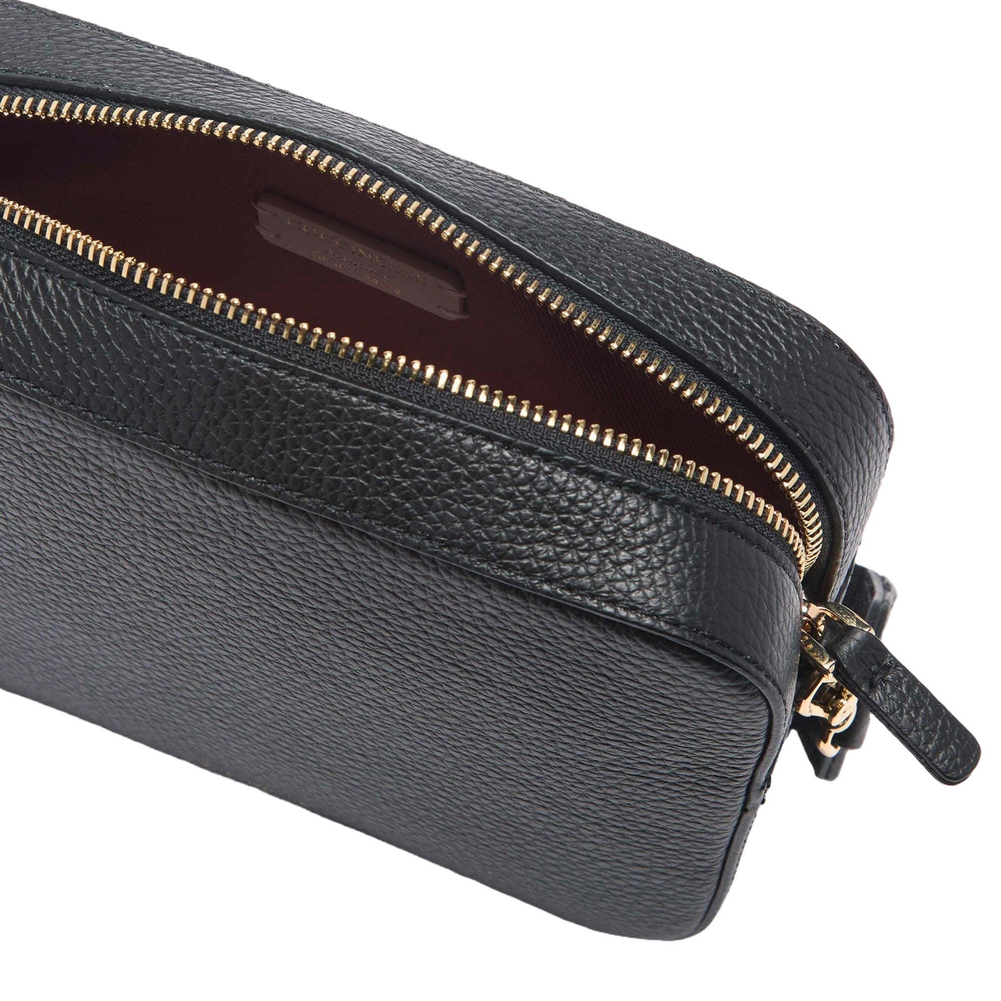 COCCINELLE Women's Black Shoulder Bag, Made of Genuine Leather, Tebe Large