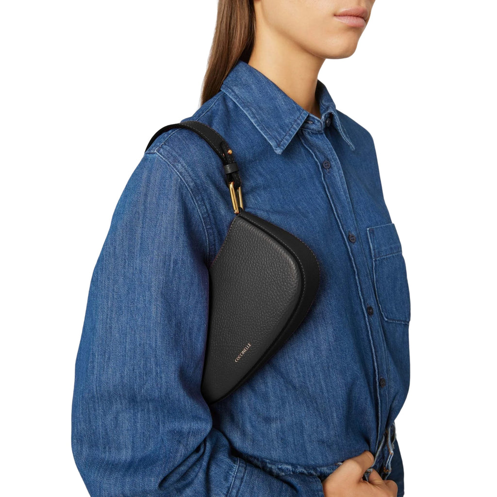COCCINELLE Women's Black Leather Hobo Shoulder Bag, Merveille