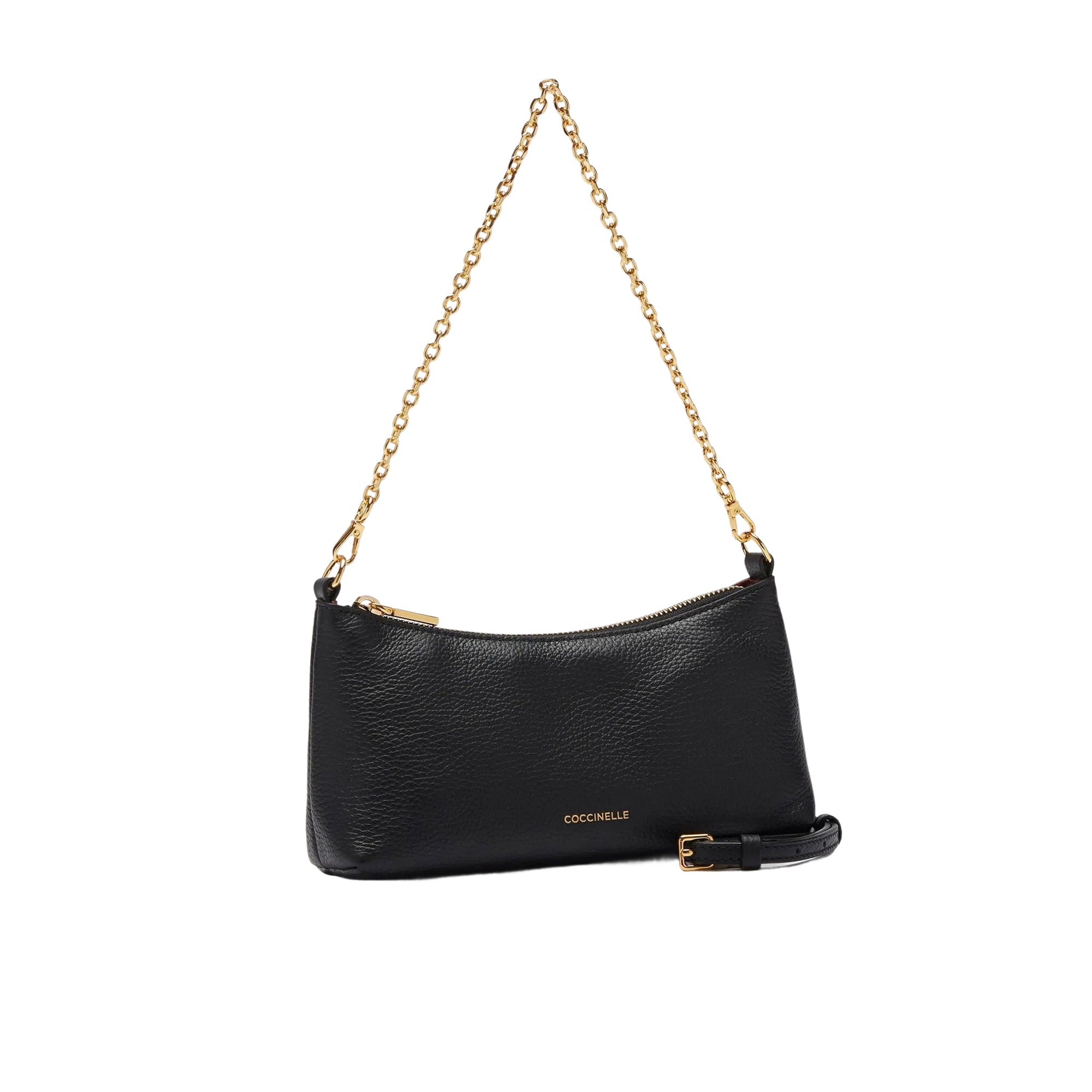 COCCINELLE Borsa Donna Nera con Catena e Tracolla Regolabile, In Vera Pelle, Aura