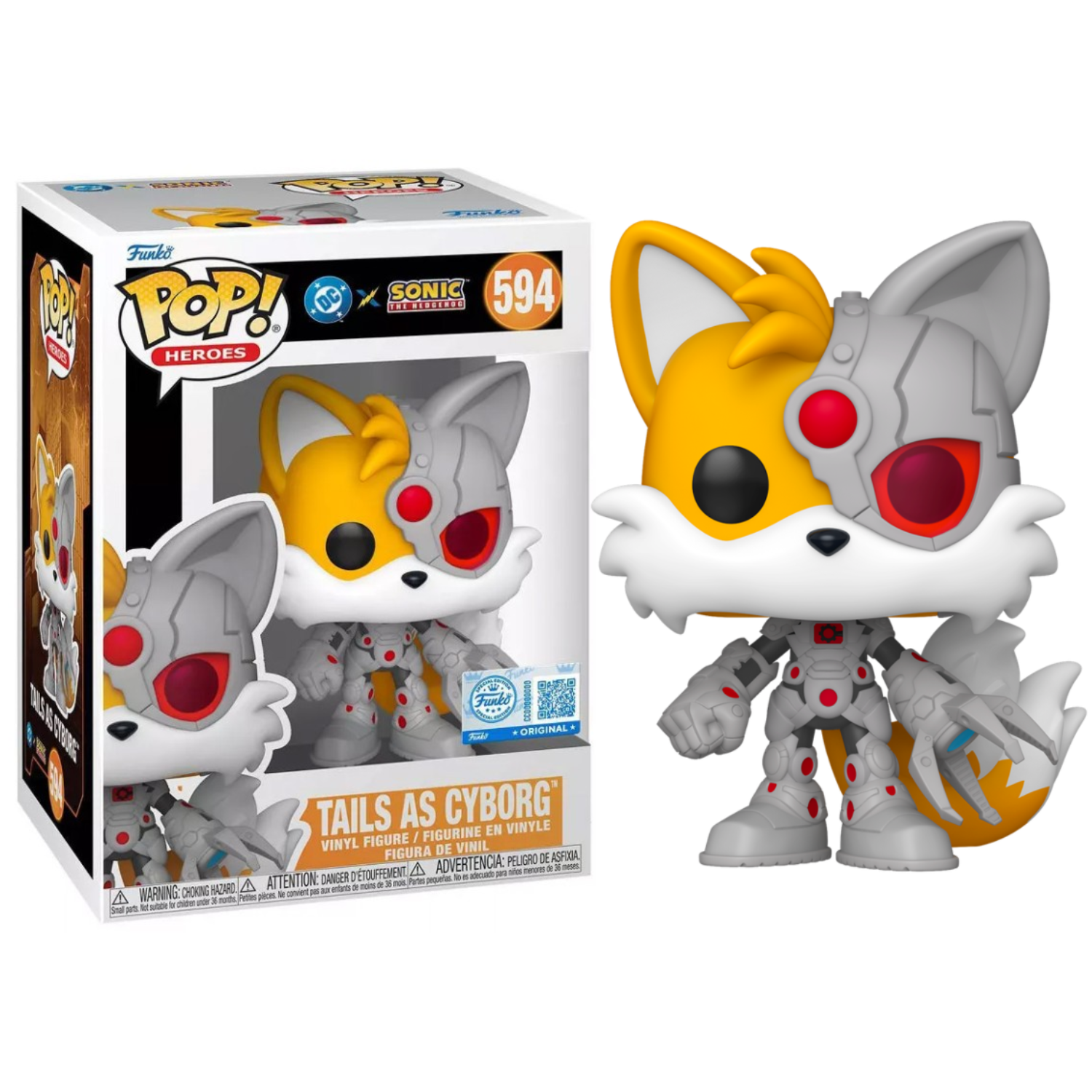 Funko Pop ! Heroes DC X Sonic the Hedgehog - (594) Tails As Cyborg 9cm