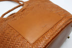 Celia-Handmade Woven Top Grain Leather Bag Caramel Color