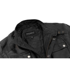 Men's Black Genuine Leather Long Jacket Slim Fit with Large Pockets and Waist Belt Rindway