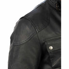 Men's Black Genuine Leather Long Jacket Slim Fit with Large Pockets and Waist Belt Rindway