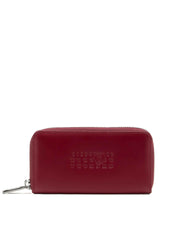 MM6 MAISON MARGIELA Numeric Zip Wallet in Tawny Red Leather