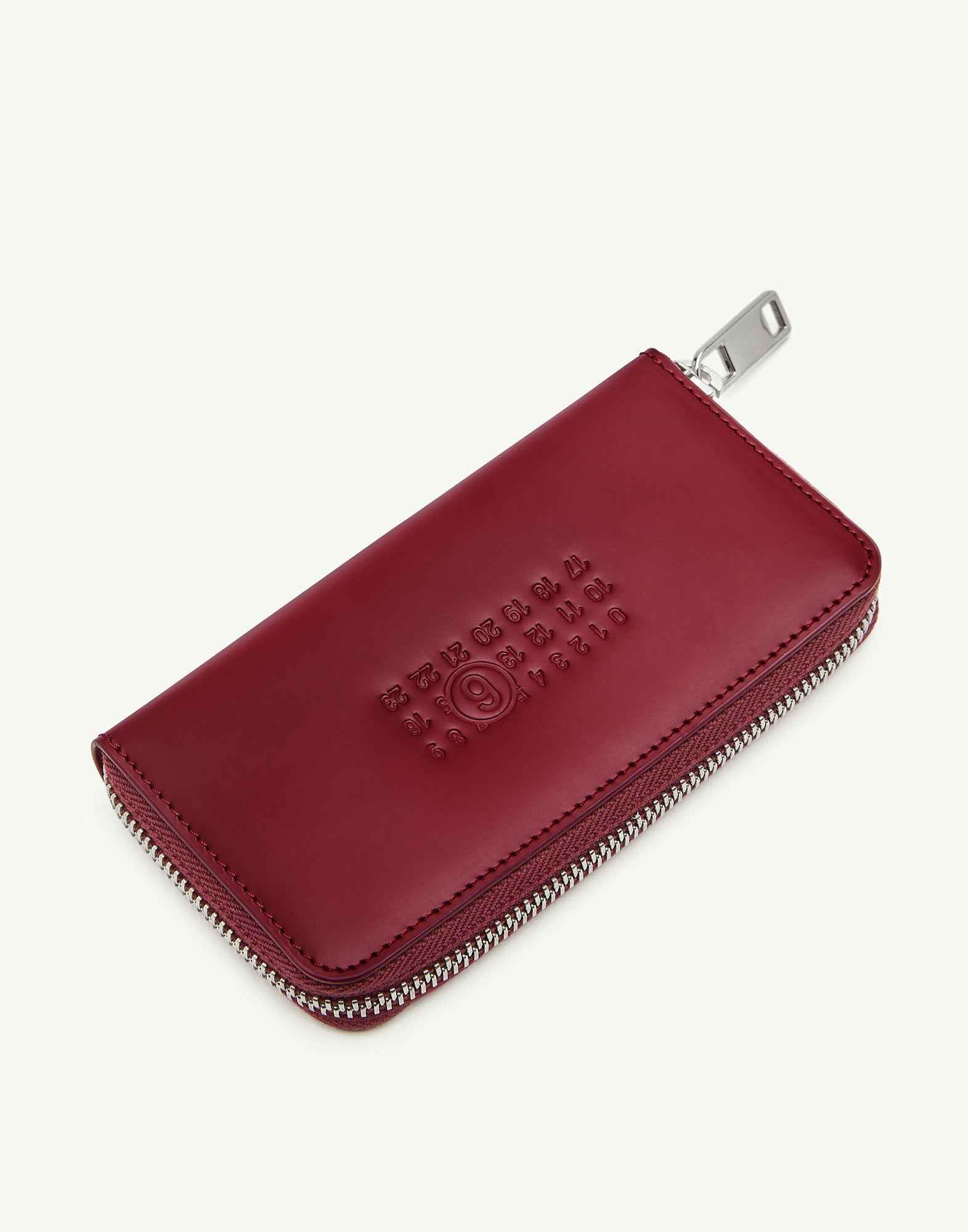 MM6 MAISON MARGIELA Portafoglio Numeric con Zip in Pelle Tawny Red