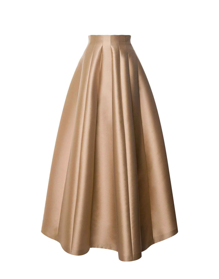 ALBERTA FERRETTI Maxi Gonna in Mikado a Vita Alta Beige
